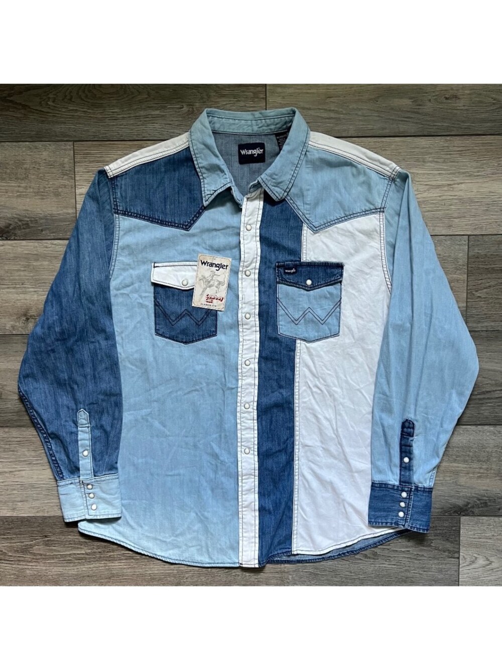 Wrangler Men's 2XL Cowboy Cut Classic Fit Western Snap Denim Shirt NEW NWT